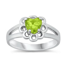 Load image into Gallery viewer, Sterling Silver Rhodium Plated Peridot CZ Baby Ring