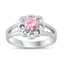 Load image into Gallery viewer, Sterling Silver Rhodium Plated Pink CZ Baby Ring