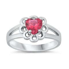 Sterling Silver Rhodium Plated Ruby CZ Baby Ring