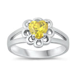 Sterling Silver Rhodium Plated Yellow CZ Baby Ring