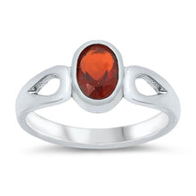 Load image into Gallery viewer, Sterling Silver Rhodium Plated Garnet CZ Baby Ring-8mm