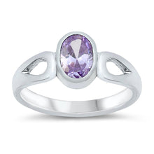 Load image into Gallery viewer, Sterling Silver Rhodium Plated Lavender CZ Baby Ring-8mm