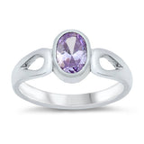 Sterling Silver Rhodium Plated Lavender CZ Baby Ring-8mm