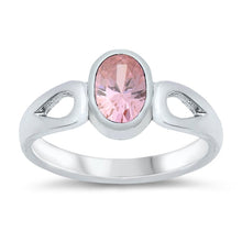 Load image into Gallery viewer, Sterling Silver Rhodium Plated Pink CZ Baby Ring-8mm