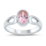 Sterling Silver Rhodium Plated Pink CZ Baby Ring-8mm