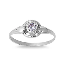 Load image into Gallery viewer, Sterling Silver Rhodium Plated Round Aquamarine Color CZ Baby Ring