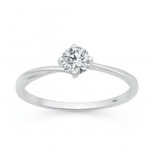 Load image into Gallery viewer, Sterling Silver Rhodium Plated Lab Created Diamond Solitaire Ring