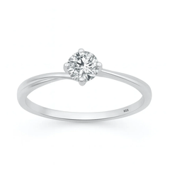 Sterling Silver Rhodium Plated Lab Created Diamond Solitaire Ring