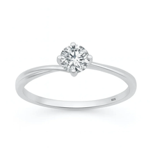 Load image into Gallery viewer, Sterling Silver Rhodium Plated Round Lab Created Diamond Solitaire Ring