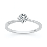 Sterling Silver Rhodium Plated Round Lab Created Diamond Solitaire Ring