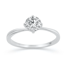 Load image into Gallery viewer, Sterling Silver Rhodium Plated Round 6.5mm Lab Created Diamond Solitaire Ring