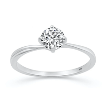 Load image into Gallery viewer, Sterling Silver Rhodium Plated Round 6mm Lab Created Diamond Solitaire Ring