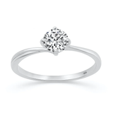 Sterling Silver Rhodium Plated Round 6mm Lab Created Diamond Solitaire Ring