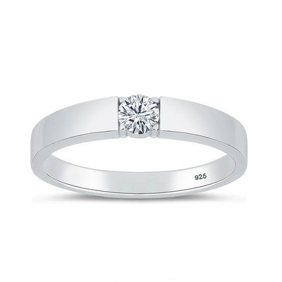 Sterling Silver Rhodium Plated Lab Created Diamond Tension Set Ring