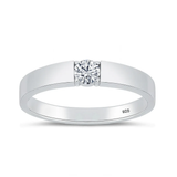 Sterling Silver Rhodium Plated Lab Created Diamond Tension Set Ring