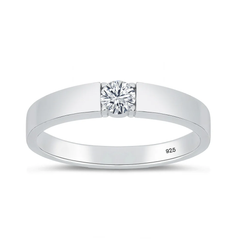 Sterling Silver Rhodium Plated Lab Created Diamond Tension Set Ring