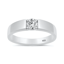Load image into Gallery viewer, Sterling Silver Rhodium Plated Round Lab Created Diamond Tension Set Ring