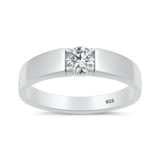 Sterling Silver Rhodium Plated Round Lab Created Diamond Tension Set Ring