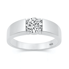 Load image into Gallery viewer, Sterling Silver Rhodium Plated Round 6mm Lab Created Diamond Tension Set Ring