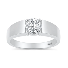 Load image into Gallery viewer, Sterling Silver Rhodium Plated Round 6.5mm Lab Created Diamond Tension Set Ring