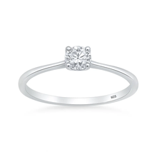 Load image into Gallery viewer, Sterling Silver Rhodium Plated Round 4mm Lab Created Diamond Solitaire Ring