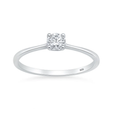 Sterling Silver Rhodium Plated Round 4mm Lab Created Diamond Solitaire Ring