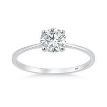 Load image into Gallery viewer, Sterling Silver Rhodium Plated 6mm Lab Created Diamond Solitaire Ring