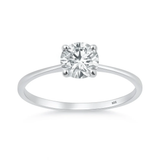 Sterling Silver Rhodium Plated 6mm Lab Created Diamond Solitaire Ring