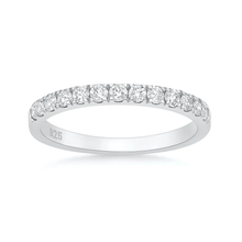 Load image into Gallery viewer, Sterling Silver Rhodium Plated Lab Created Diamond Half Eternity Band Ring