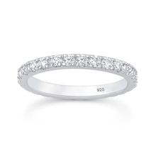 Load image into Gallery viewer, Sterling Silver Rhodium Plated Round Lab Created Diamond Eternity Band Ring