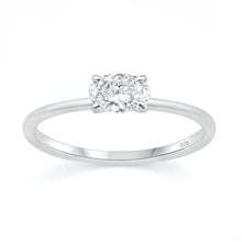 Load image into Gallery viewer, Sterling Silver Rhodium Plated Lab Created Diamond Sideways Oval Solitaire Ring