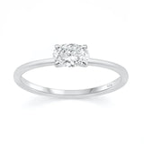 Sterling Silver Rhodium Plated Lab Created Diamond Sideways Oval Solitaire Ring