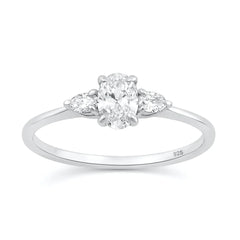 Sterling Silver Rhodium Plated Lab Grown Diamond Ring
