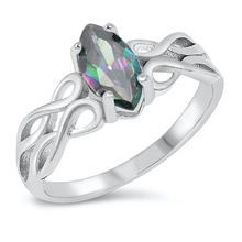 Load image into Gallery viewer, Sterling Silver Celtic Design Rainbow Topaz Ring