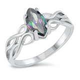 Sterling Silver Celtic Design Rainbow Topaz Ring