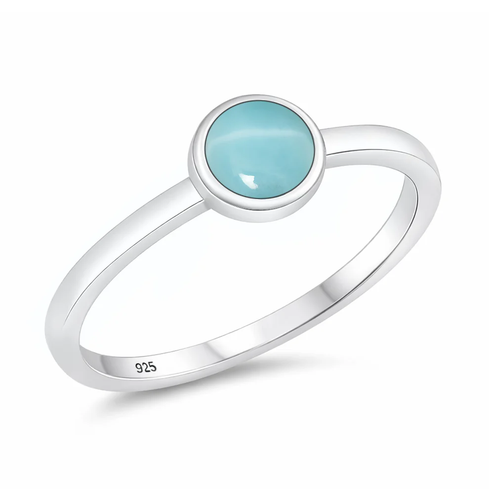 Sterling Silver Oxidized And Rhodium Leaves Turquoise Stone Ring