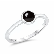 Load image into Gallery viewer, Sterling Silver Polished Round Black Onyx Stone Ring