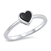 Load image into Gallery viewer, Sterling Silver Heart Shape Black Agate CZ Ring