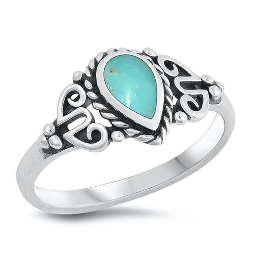 Sterling Silver Oxidized Genuine Turquoise Ring-8.4mm