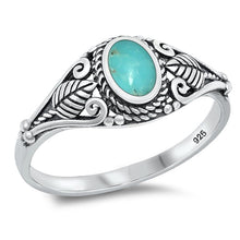 Load image into Gallery viewer, Sterling Silver Oxidized Genuine Turquoise Ring-7.8mm