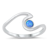 Sterling Silver Wave Blue Lab Opal Ring