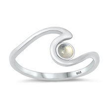 Load image into Gallery viewer, Sterling Silver Rhodium Plated Ocean Wave Moonstone Stone Ring