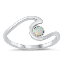 Load image into Gallery viewer, Sterling Silver White Lab Opal Wave Ring