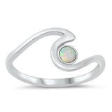 Sterling Silver Wave White Lab Opal Ring