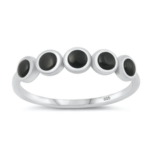 Load image into Gallery viewer, Sterling Silver Oxidized 4mm Black Agate Stone Ring