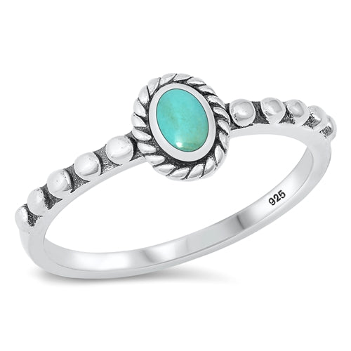 Sterling Silver Oxidized Genuine Turquoise Ring-6.5mm