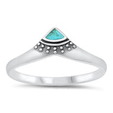 Sterling Silver Oxidized Genuine Turquoise Stone Ring-6mm