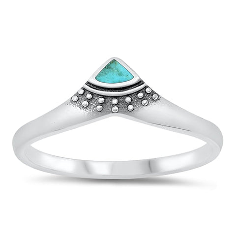 Sterling Silver Oxidized Genuine Turquoise Stone Ring-6mm