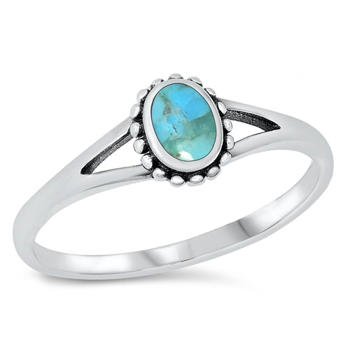 Sterling Silver Oxidized Genuine Turquoise Ring-6.4mm