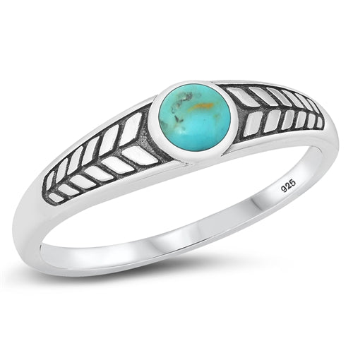 Sterling Silver Oxidized Genuine Turquoise Ring-5mm